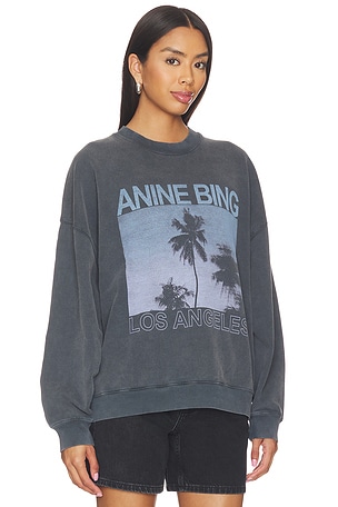 ANINE BING Miles Palms Sweatshirt in Charcoal