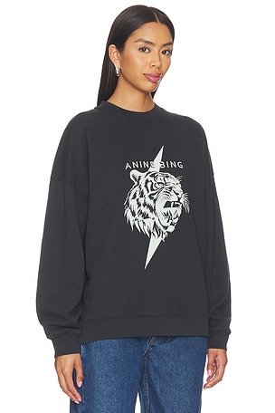 ANINE BING Miles Tiger Sweatshirt in Black