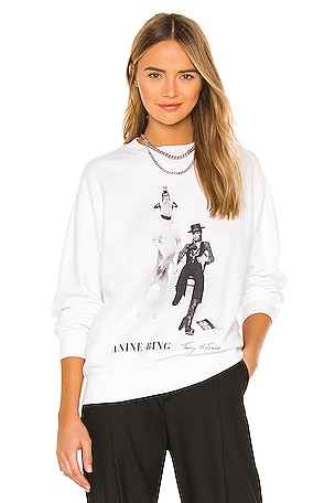 ANINE BING AB x TO DAVID BOWIE Ramona Sweatshirt in White | REVOLVE