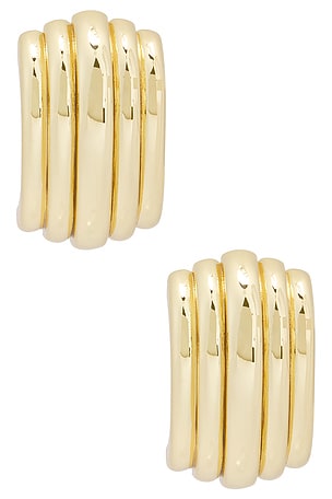 ANINE BING Chunky Ribbed Earrings in Metallic Gold