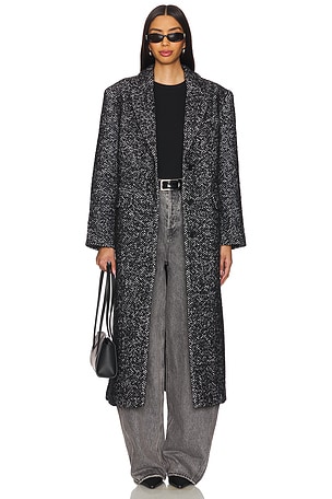 Quinn Coat in Black and White Tweed ANINE BING