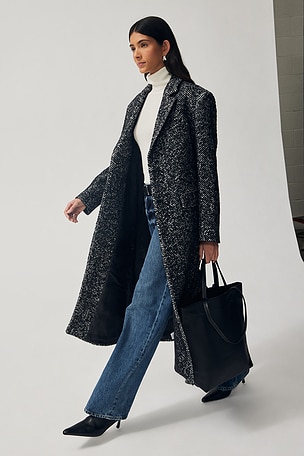 Quinn Coat in Black and White Tweed ANINE BING