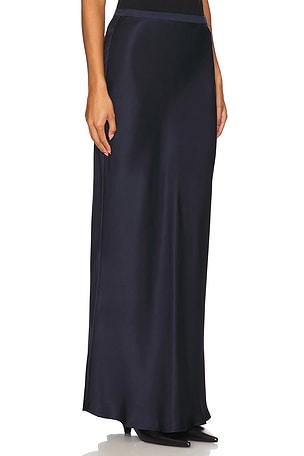 ANINE BING Bar Silk Maxi Skirt in Navy