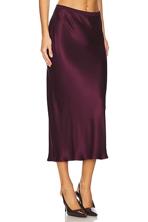 ANINE BING Bar Silk Skirt in Burgundy