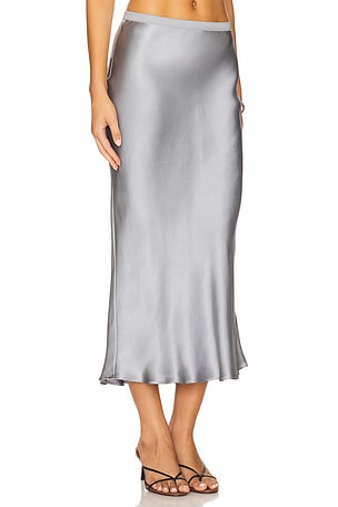 ANINE BING Bar Silk Skirt in Slate