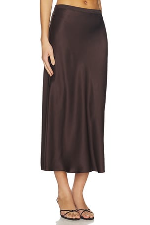 ANINE BING Bar Silk Skirt in Chocolate