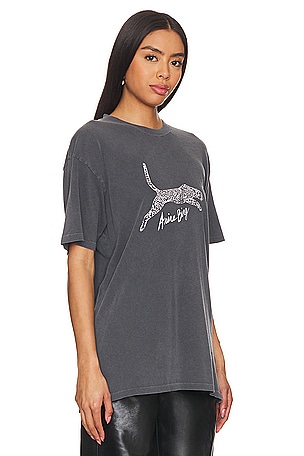 ANINE BING Walker Tee Spotted Leopard in Black