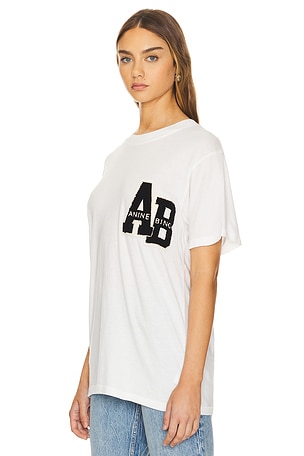 ANINE BING Lili Letterman Tee in White