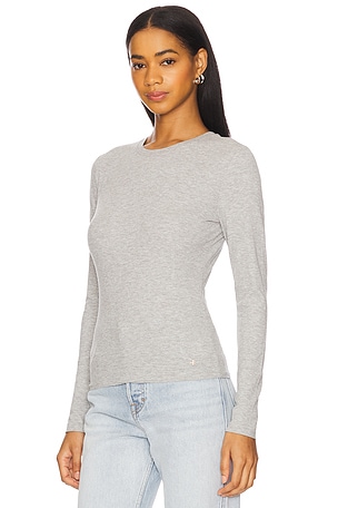 ANINE BING Jo Long Sleeve Tee in Light Grey