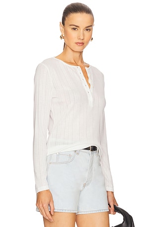 ANINE BING Pia Long Sleeve Tee in White