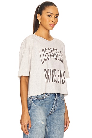 ANINE BING Johnny Cropped Tee in Grey