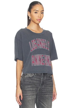ANINE BING Johnny Cropped Tee in Charcoal