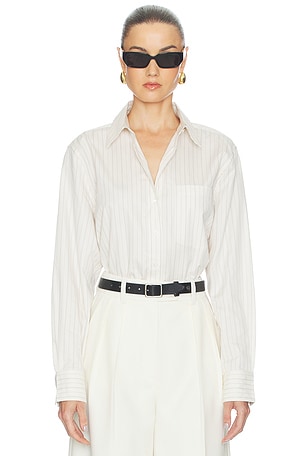 ANINE BING Essie Cropped Shirt in Cream