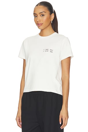 ANINE BING Shelley I See You I Love You Tee in White