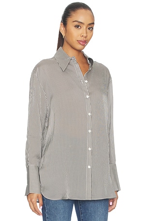ANINE BING Bridget Shirt in White And Black Mini Stripe. Size S. Also