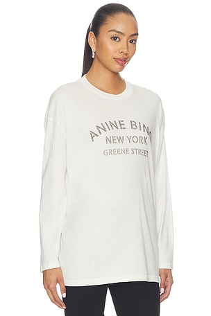 ANINE BING Ivan Long Sleeve New York Stencil in Ivory