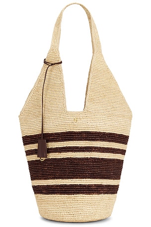 Leah Stripes Hobo Raphia Bag ANINE BING