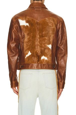 Austin Post Leather Trucker Jacket in Brown