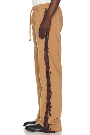 Austin Post Fringed Straight Cut Pant in Brown