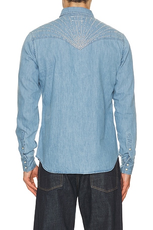 Austin Post Studded Daybreak Shirt in Blue