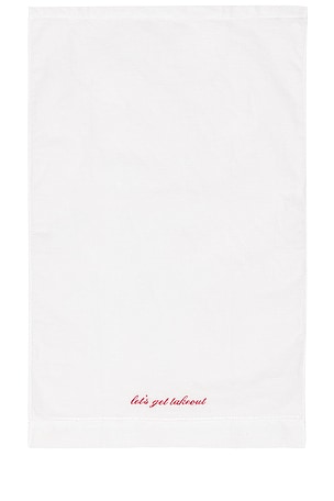 Abbode Let's Get Takeout Tea Towel in White