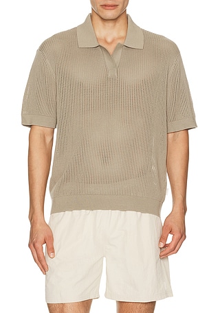 Knit Mesh Johnny Collar Polo AUTO-REPLY