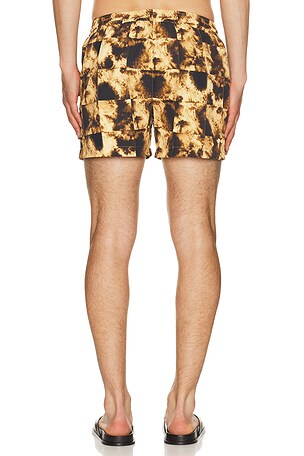 AUTO-REPLY 4 Printed Sebastian Swim Trunk in Brown. Size M. Also