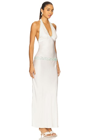 ASTA RESORT Celine Hand Beaded Dress in White. Size S. Also
