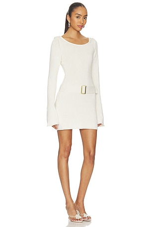 ASTA RESORT Maya Long Sleeve Mini Belted Dress in White. Size XS. Also