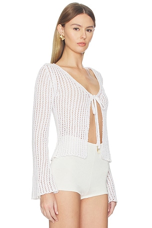 ASTA RESORT Fernanda Crochet Cardigan in White. Size XS. Also