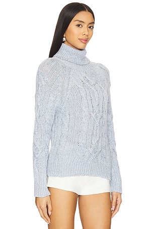 Asta Resort Elsa Paillette Cable Sweater in Baby Blue