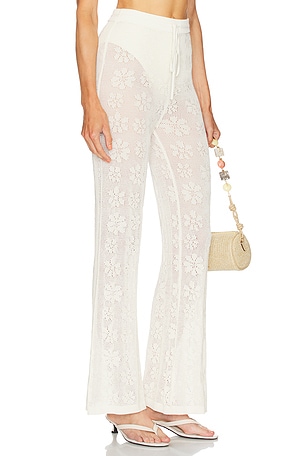 ASTA RESORT Delilah Crochet Pant in White. Size S. Also