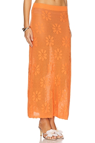 ASTA RESORT Bruna Crochet Skirt in Orange