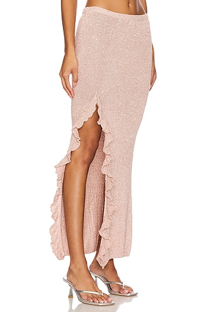 Asta Resort Michaela Split Skirt - Blush Sequin in Pink