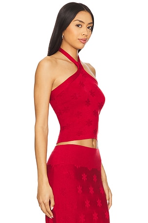 ASTA RESORT Lorena Halter Top in Red. Size XS. Also