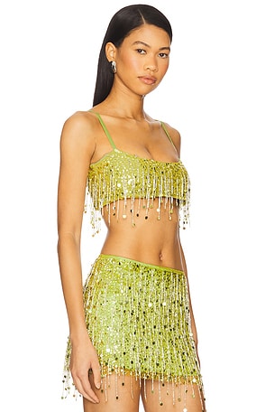 ASTA RESORT Yasmen Hand Beaded Bralette en Vert