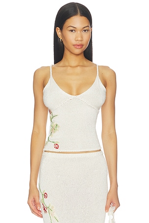 ASTA RESORT Carolina Embroidered Camisole in White
