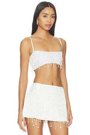 ASTA RESORT Yasmin Hand Beaded Bralette in White