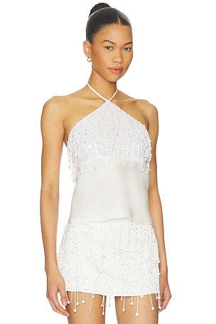 ASTA RESORT Rosanna Hand Beaded Camisole in White