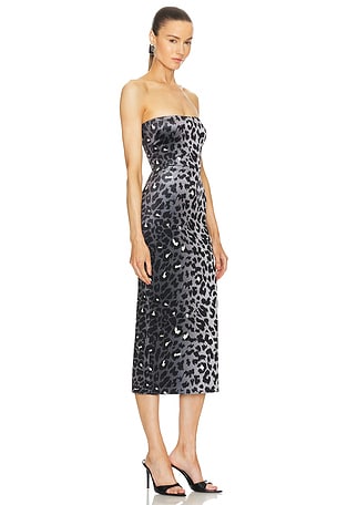 Alex Perry Strapless Dress in Metallic Silver