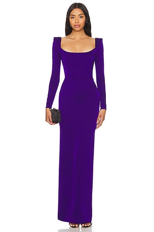 Satin Scoop Neck Maxi Dress Alex Perry