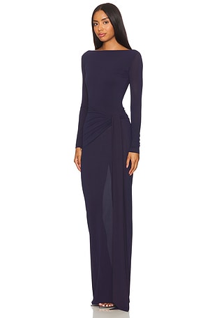 Alex Perry Gathered Jersey Maxi Dress in Navy