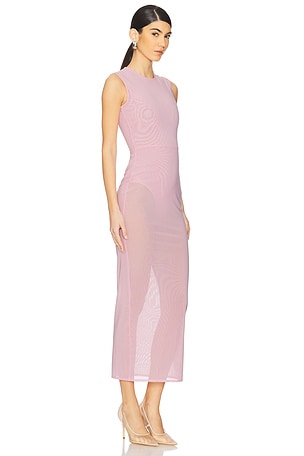 Alex Perry Sleeveless Power Mesh Midi Dress in Pink