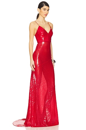 Alex Perry Sequined Bikini Gown in Red