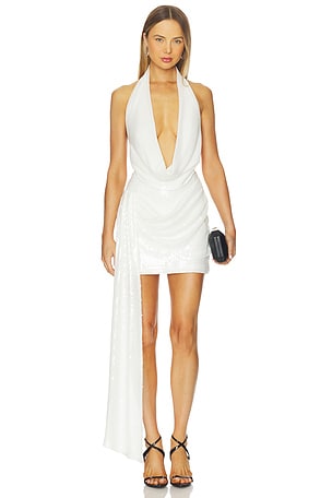 Halter Draped Wrap Mini Dress Alex Perry