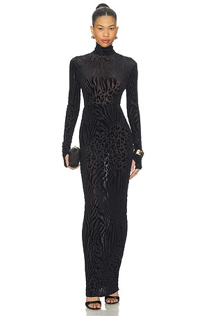 Animal Print Burnout Column Dress Alex Perry