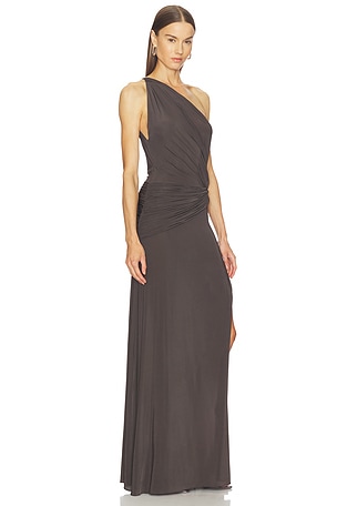 Alex Perry One Shoulder Twist Gown in Charcoal