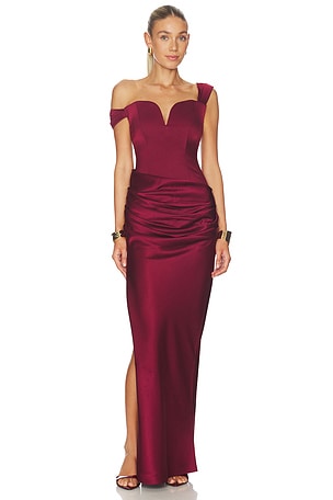 Off Shoulder Longline Sweetheart Drape Column Dress Alex Perry
