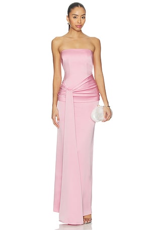 Strapless Drape Sash Column Dress Alex Perry