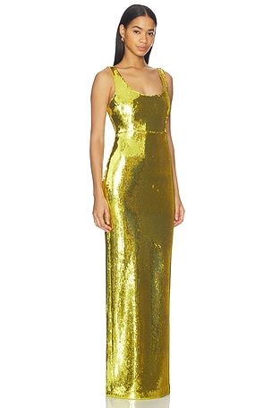 Alex Perry Singlet Column Dress in Green